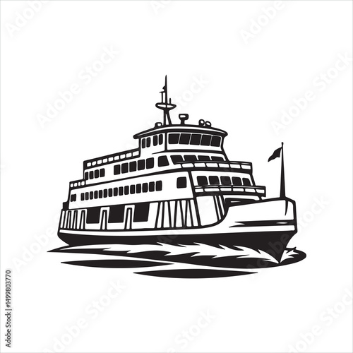 Ferry Silhouette Vector Clipart