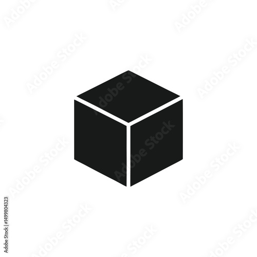 Minimalist Cube Icon in Black and White