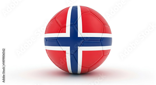 A soccer ball with the flag of norway on it displayed against a plain white background in a studio shot Free Download A soccer ball with the flag of norway on it displayed against a plain white background in a studio shot - GFXLoad