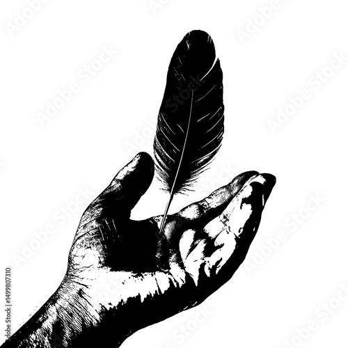 hand with fether