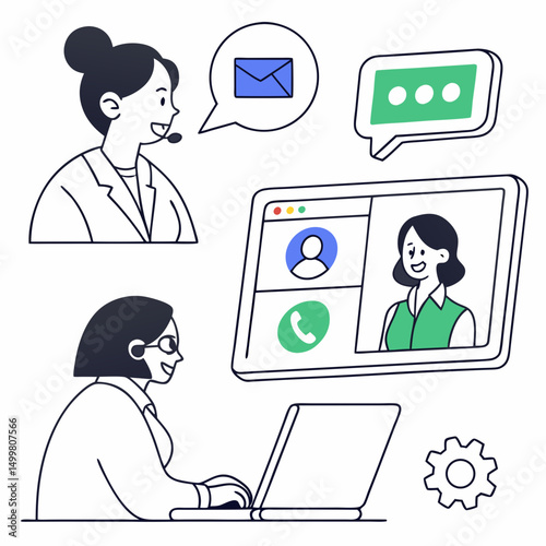 Online customer support service team video call