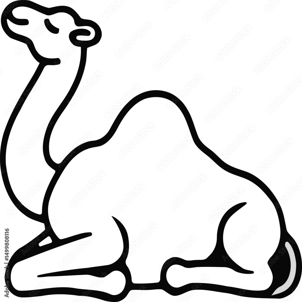 Obraz premium A charming and minimalist illustration of a camel, perfect for representing desert themes travel or cultural motifs. This design can be used for various project