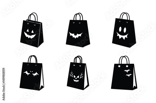 Halloween sopping Bag silhouette vector bundle  illustration, Halloween sopping Bag silhouette 
