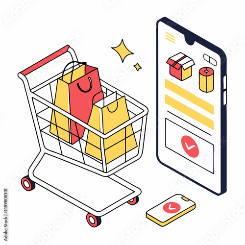 Online shopping cart with smartphone confirmation