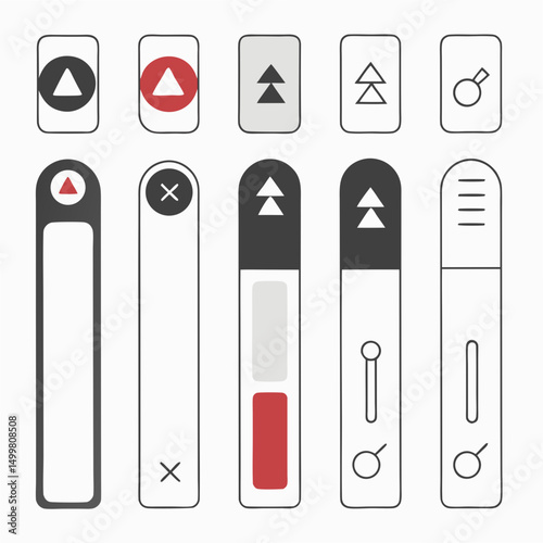 Clean ui buttons set, isolated vector icons, transparent background