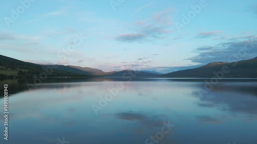 Lake Gevilvatnet shoreline under soft morning light
