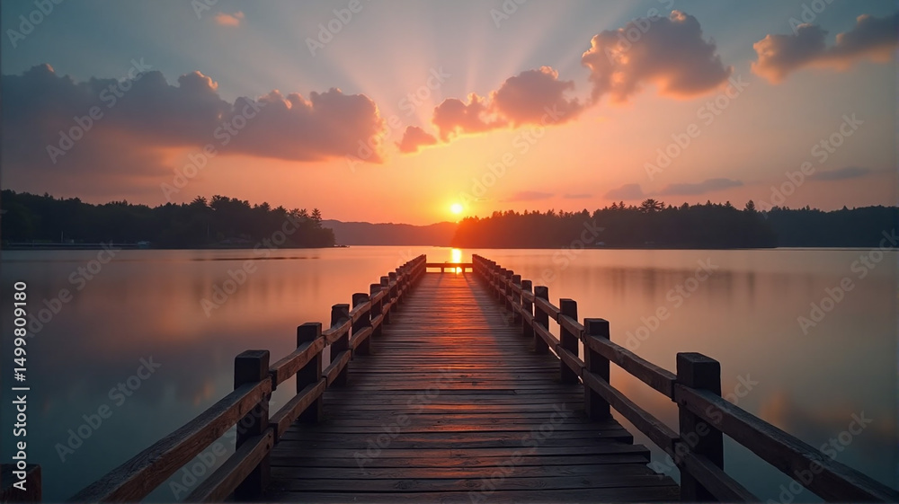 Obraz premium sunset on the river