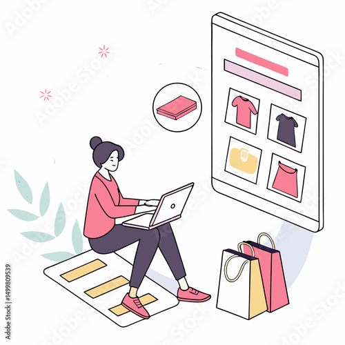 Online shopping woman laptop ecommerce retail design