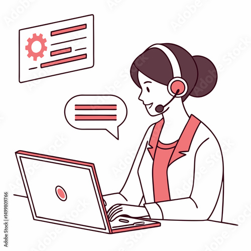 Customer service agent working on laptop computer