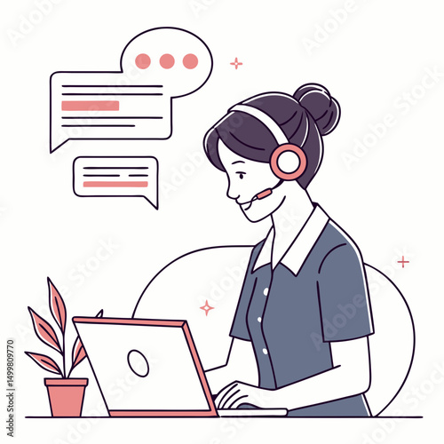 Customer service agent working from home laptop