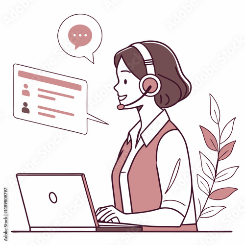 Customer service agent working on laptop computer
