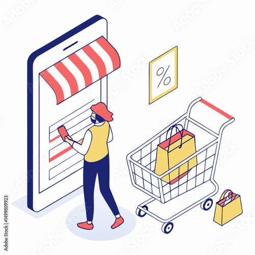 Online shopping mobile app e commerce customer cart
