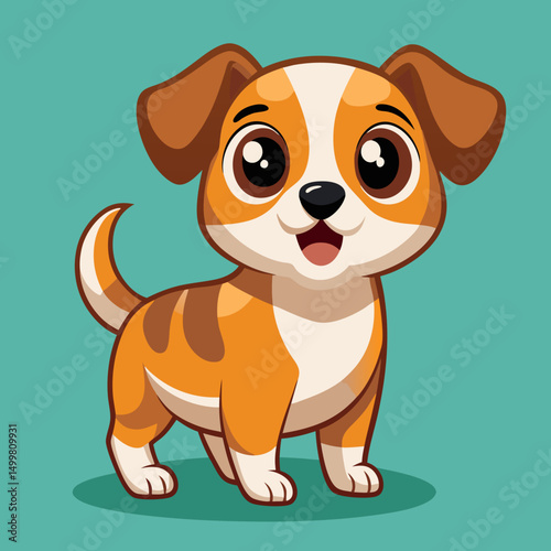 Adorable Cartoon Puppy Dog Happy Cute Pet Animal