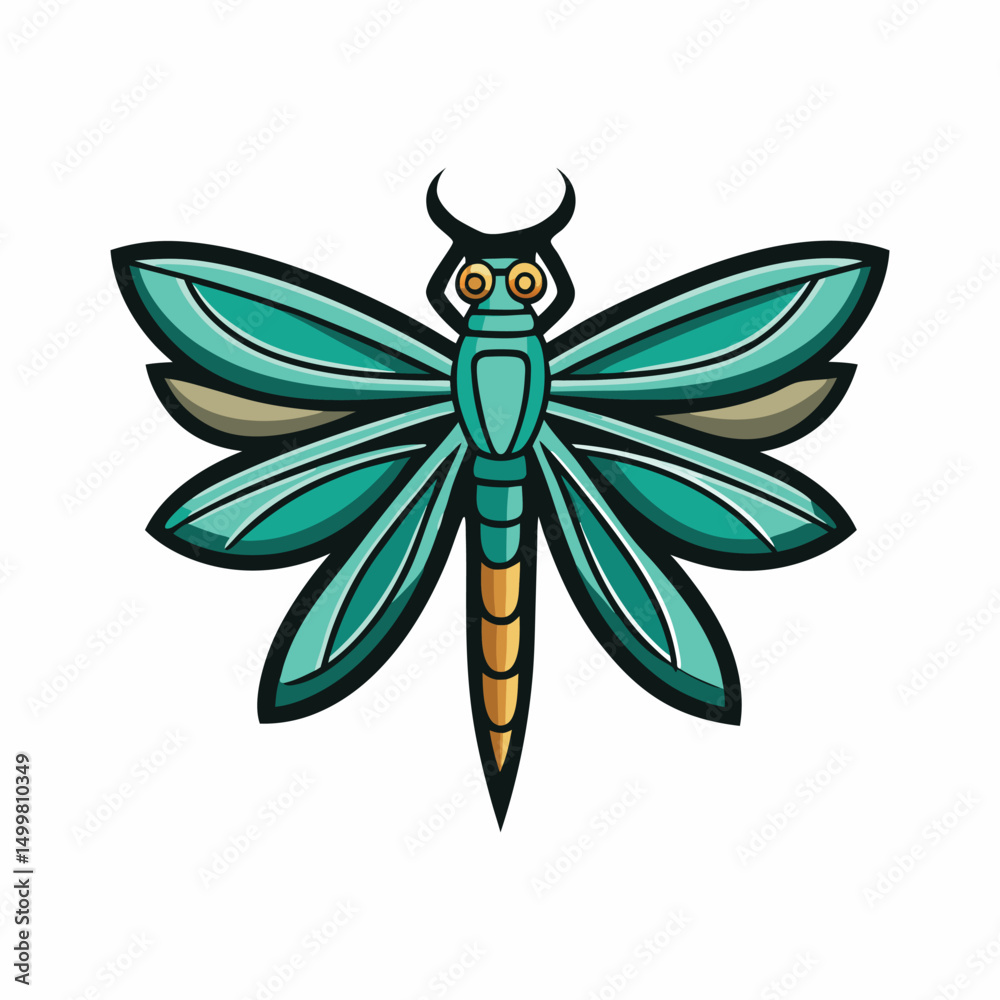 Flat and Minimal Ornate Dragonfly logo vector illustration isolated on white background Flat and Minimal Ornate Dragonfly logo vector illustration isolated on white background