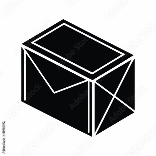 Flat and Minimal Paper mailing box icon vector illustration isolated on white background