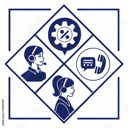 Professional customer service icons, isolated, transparent background