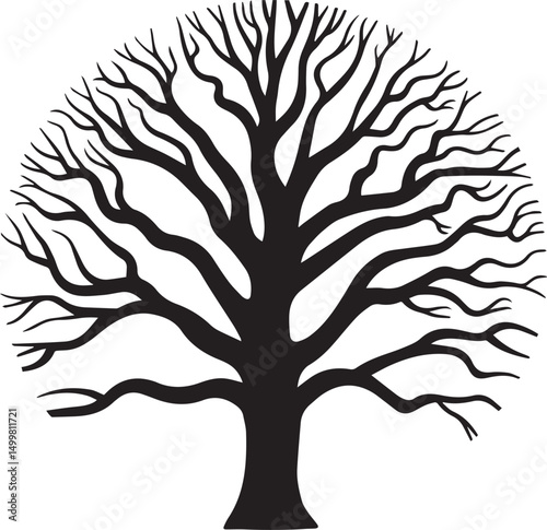 Bare Tree Silhouette – Leafless Winter Branches Vector Illustration