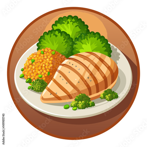 Grilled Chicken Breast with Quinoa and Broccoli Healthy Meal