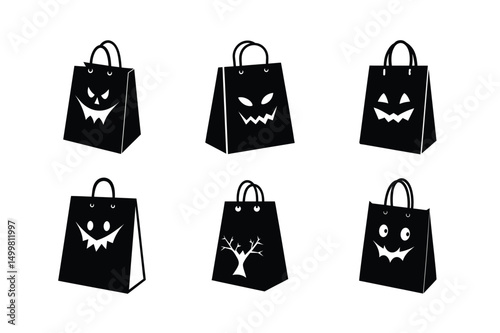 Halloween sopping Bag silhouette vector bundle  illustration, Halloween sopping Bag silhouette 