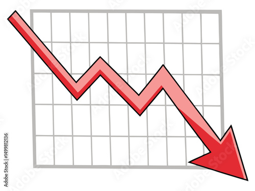 Decreasing Trend Graph Showing Economic Downturn Vector Illustration