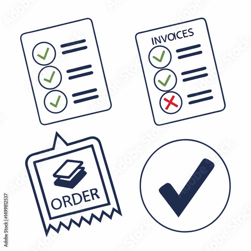 Checklist invoice order confirmation business icons