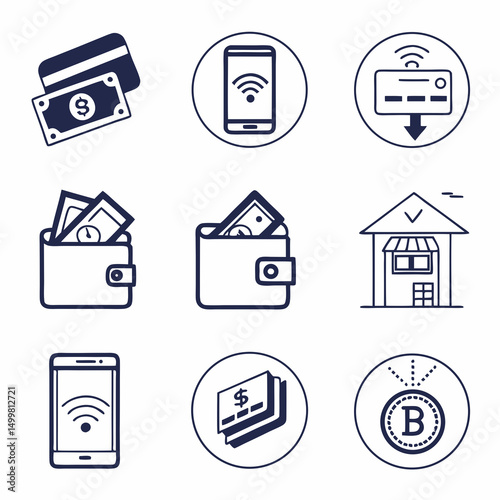 Online payment methods digital wallet icons