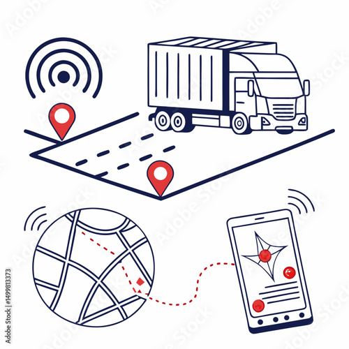 Professional truck gps tracking system illustration