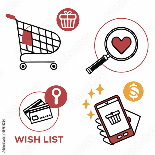 Online shopping wish list gift ideas mobile app
