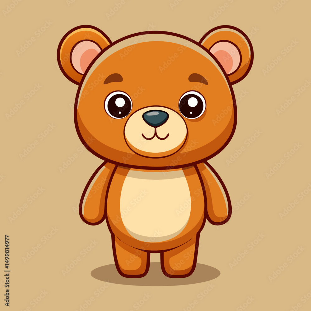 Fototapeta premium Adorable Cartoon Brown Bear Character Illustration