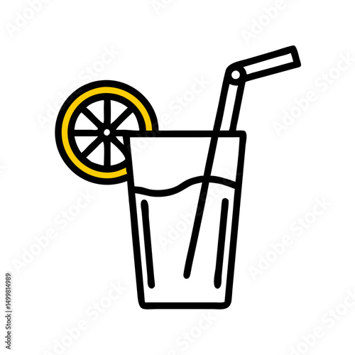 Orange Juice Glass with Ice Cubes and Lemon Slice
vector illustration 
