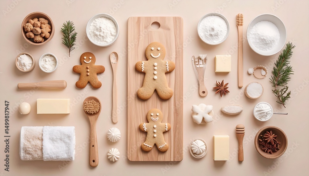 Obraz premium 今からお菓子作り、材料を広げる