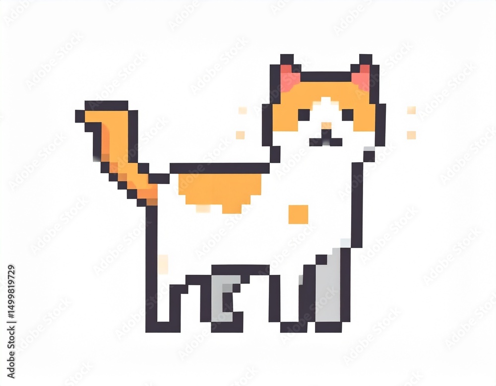 Obraz premium 猫、ドット絵、イラスト