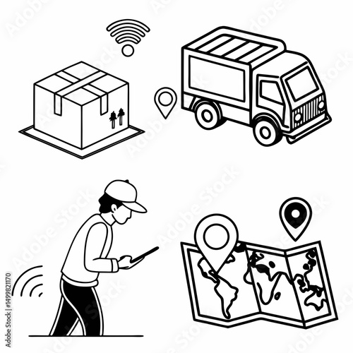 Delivery tracking system package truck map courier