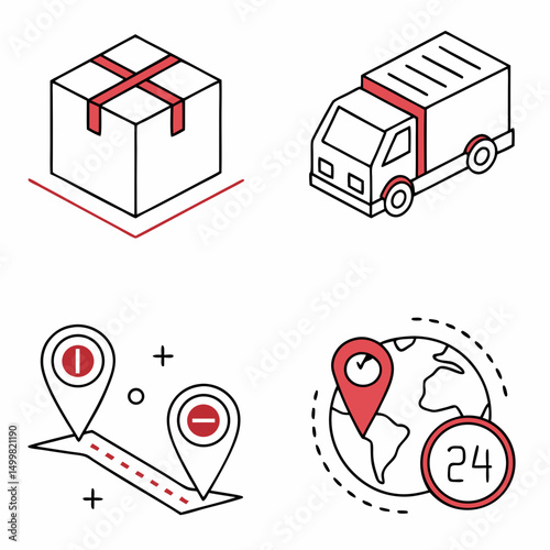 Professional delivery icons package box truck global 247