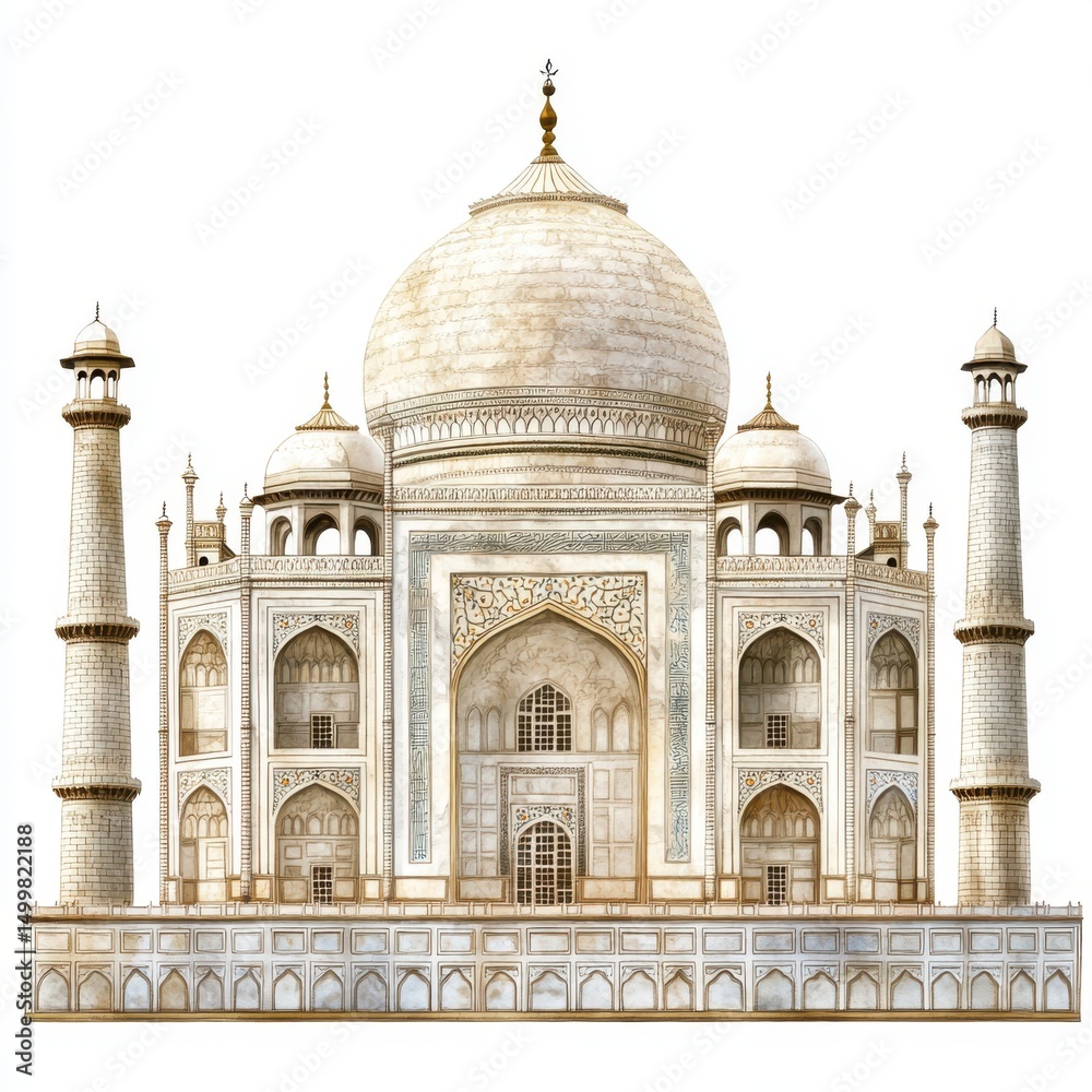 Fototapeta premium Taj mahal isolated on transparent background, india landmark