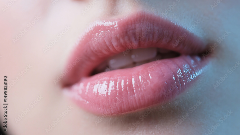 Fototapeta premium Close-up of Sensual Lips with Glossy Lipstick