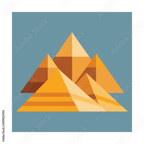 Vector illustration of geometric egyptian pyramids on a blue background for design use