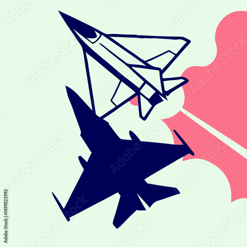 Fighter Jets Silhouette Illustration, Air Force Graphic