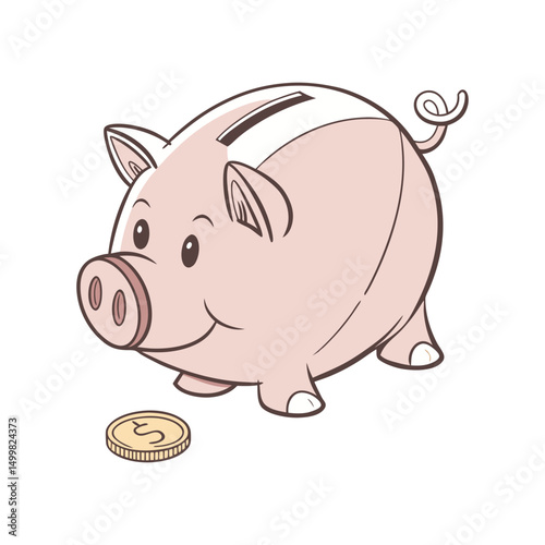 piggy bank with coins vector illustration