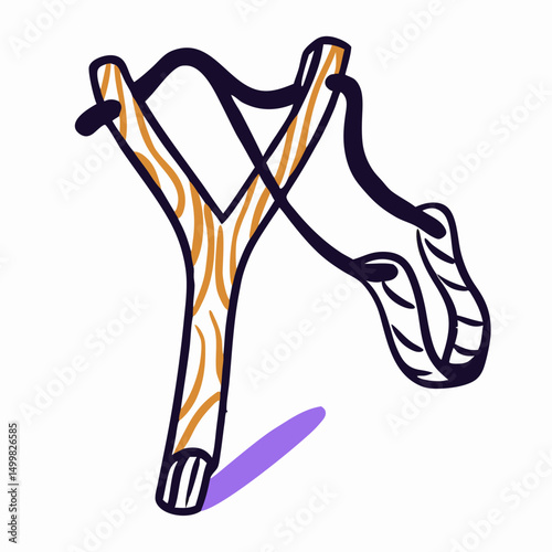 Hand-drawn Wooden Slingshot Illustration