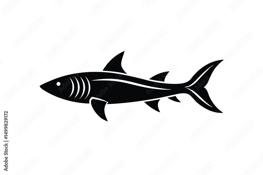 Fototapeta premium Black shark silhouette aquatic ocean predator marine life