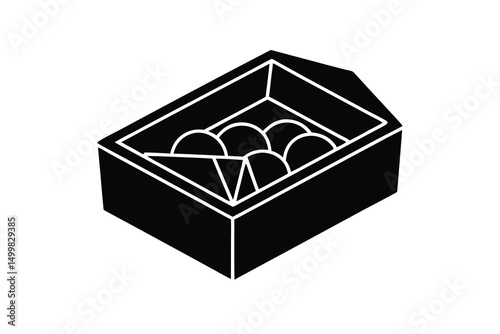 Black silhouette of boxed japanese sweets mochi