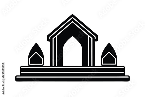 Elegant black silhouette architectural structure icon