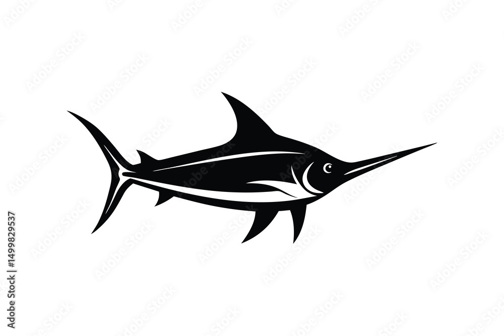 Fototapeta premium Striking silhouette of a swordfish ocean predator