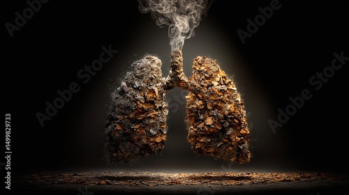Smoking damage lungs abstract concept showing lungs with smoke rising up