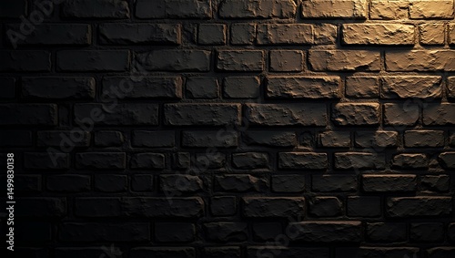 Brick Wall Texture: The image captures the rough, weathered texture of an aged brick wall illuminated by dramatic lighting, showcasing the intricate details and shadows of the time-worn surface.
