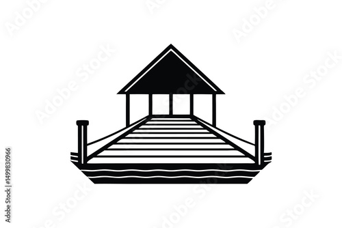 Lakeside covered dock silhouette peaceful summer vacation