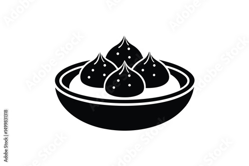Delicious sweet dumplings in a bowl silhouette