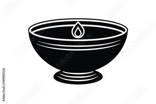 Black silhouette of a bowl with a single flame