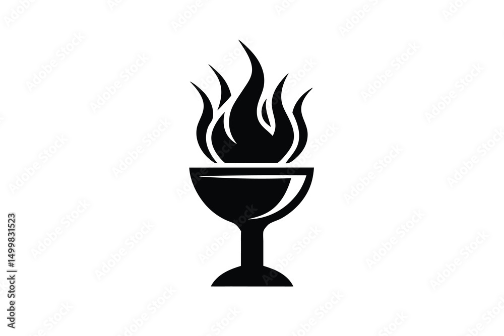 Fiery chalice silhouette burning flame design Fiery chalice silhouette burning flame design